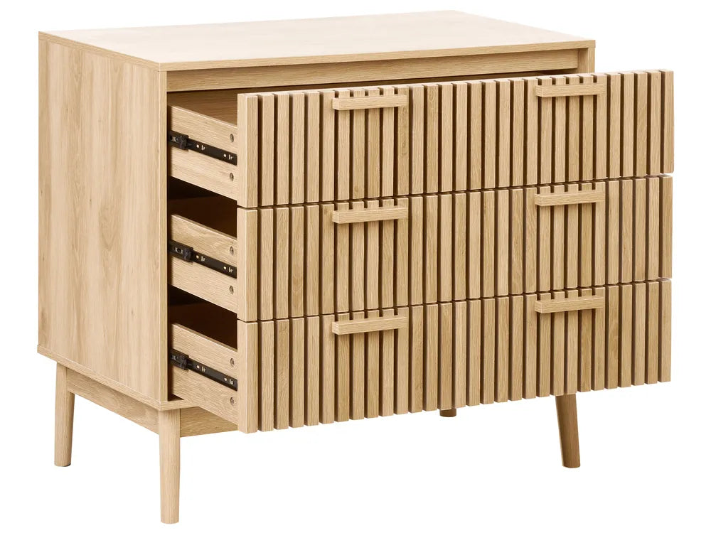 3 Drawer Chest Light Brown of Solid Workmanship Elephant