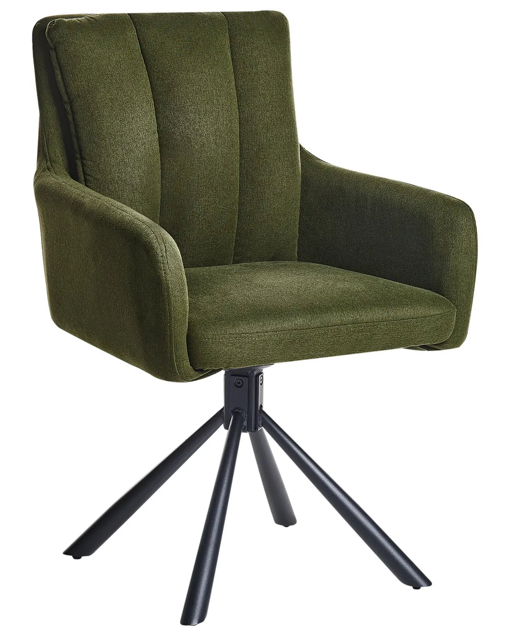 Set of 2 Dining Chairs Swivel Fabric Dark Green Van