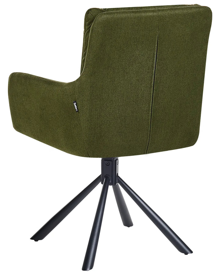 Set of 2 Dining Chairs Swivel Fabric Dark Green Van