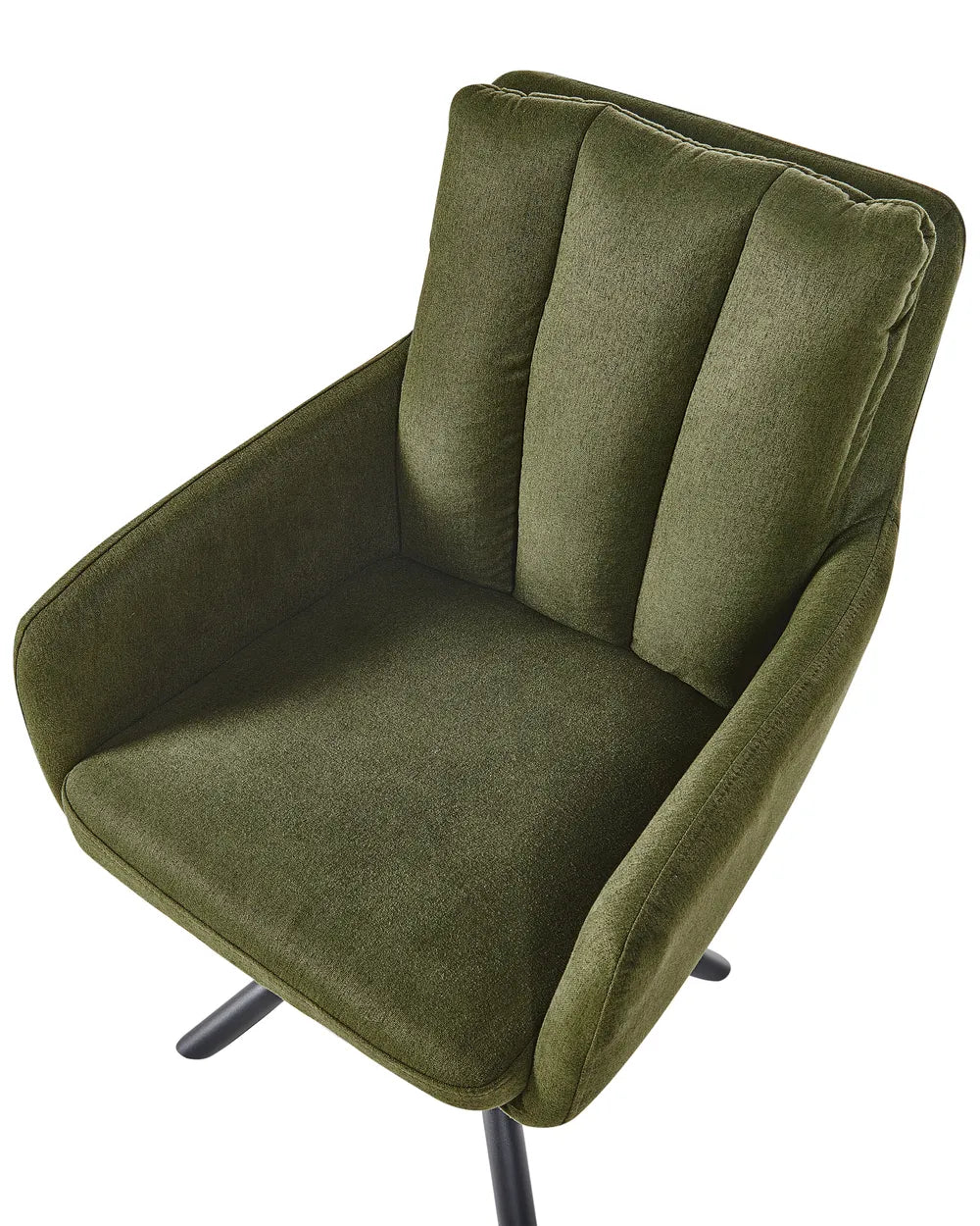 Set of 2 Dining Chairs Swivel Fabric Dark Green Van