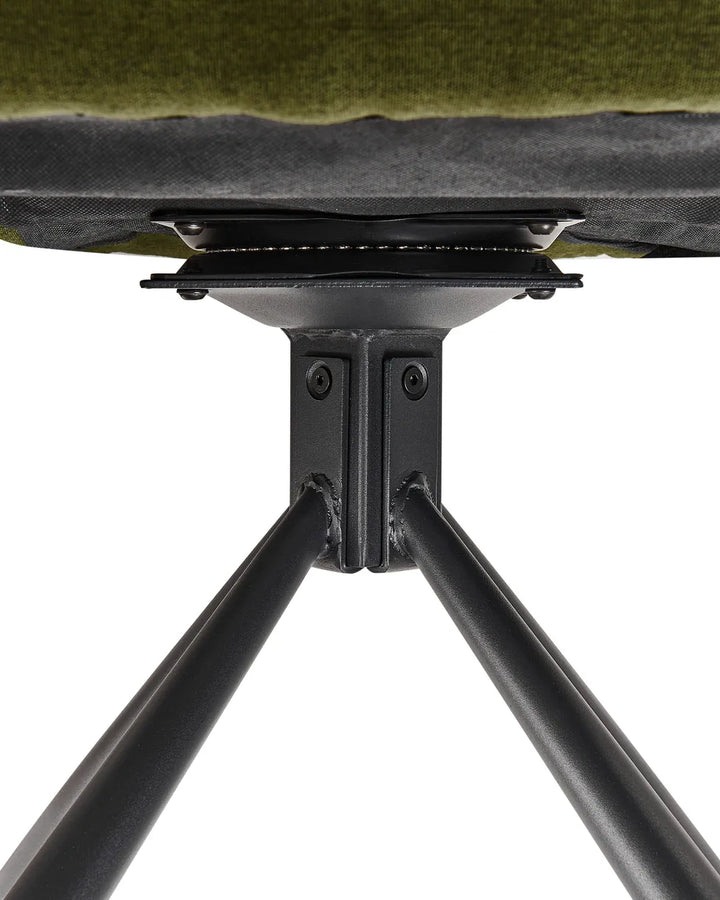 Set of 2 Dining Chairs Swivel Fabric Dark Green Van