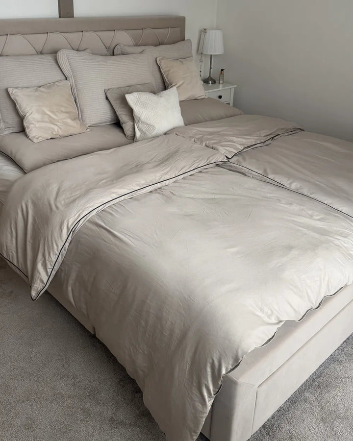 Bed with Storage Drawers Velvet 180 x 200 cm (EU Super King) Beige Klea