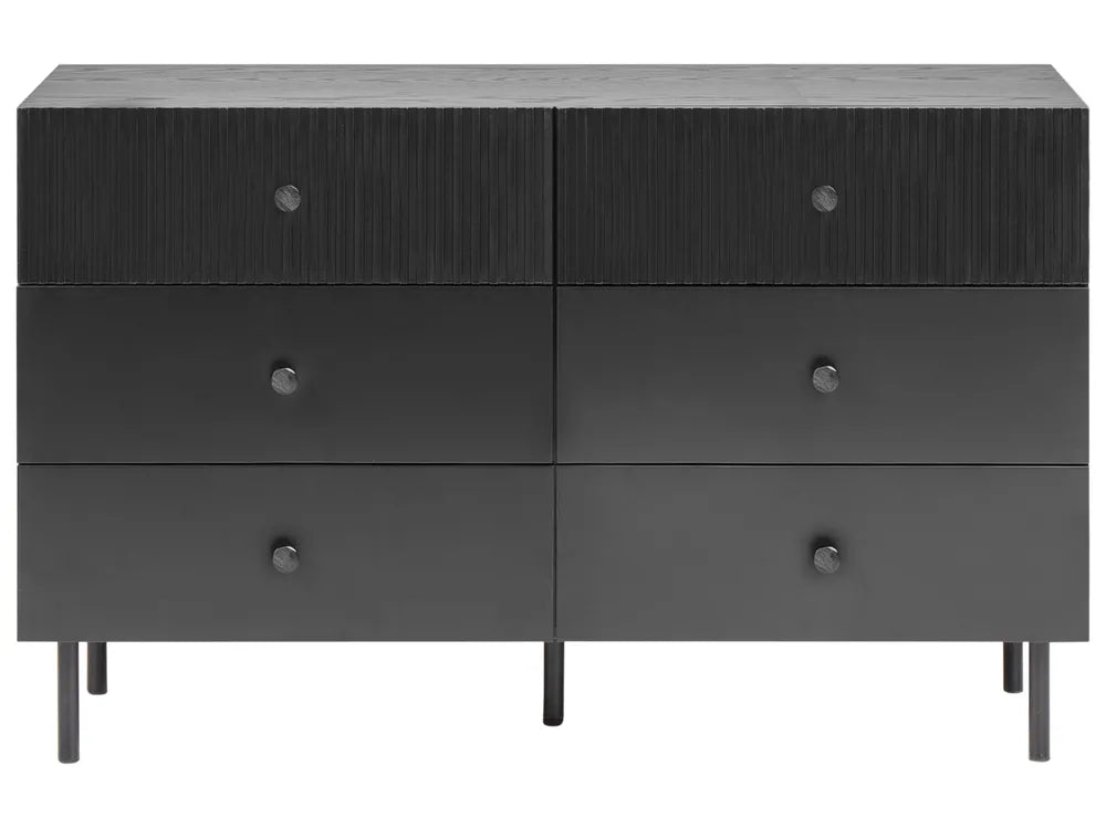 6 Drawer Chest with Robust Frame Black Flexura