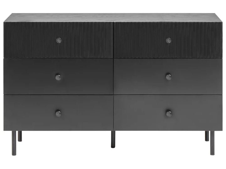6 Drawer Chest with Robust Frame Black Flexura