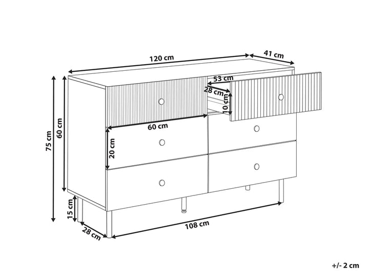 6 Drawer Chest with Robust Frame Black Flexura