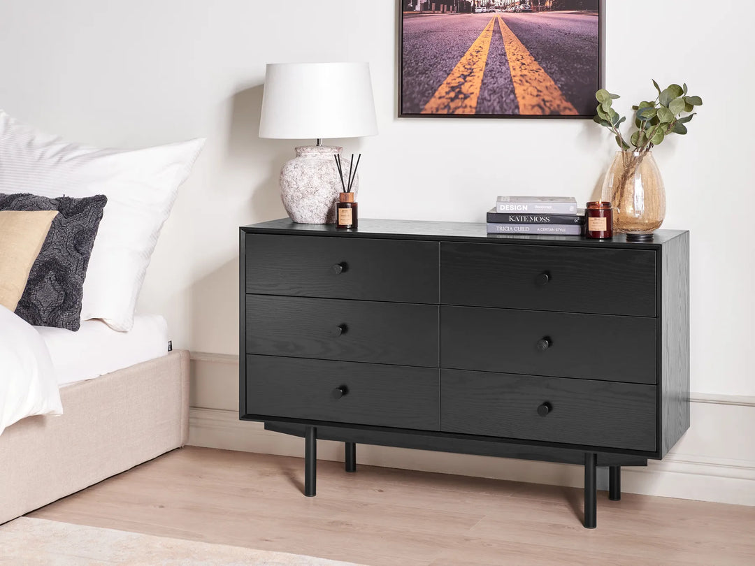 6 Drawer Chest Black Robust Frame Elaris