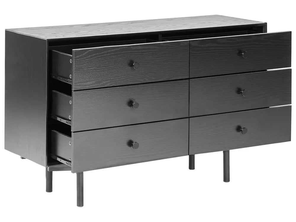 6 Drawer Chest Black Robust Frame Elaris