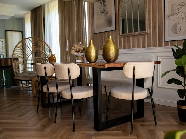 Set of 2 Dining Chairs Boucle Light Beige Rain