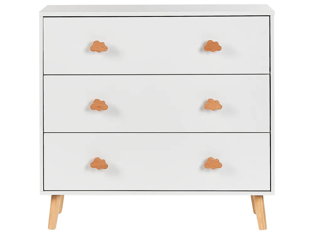 3 Drawer Chest White Easy Access Storage for Kids Domira