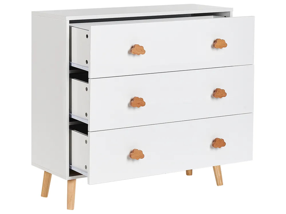 3 Drawer Chest White Easy Access Storage for Kids Domira