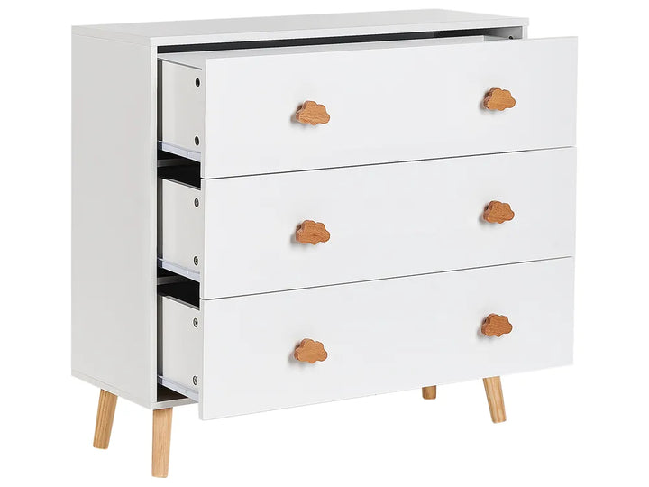3 Drawer Chest White Easy Access Storage for Kids Domira