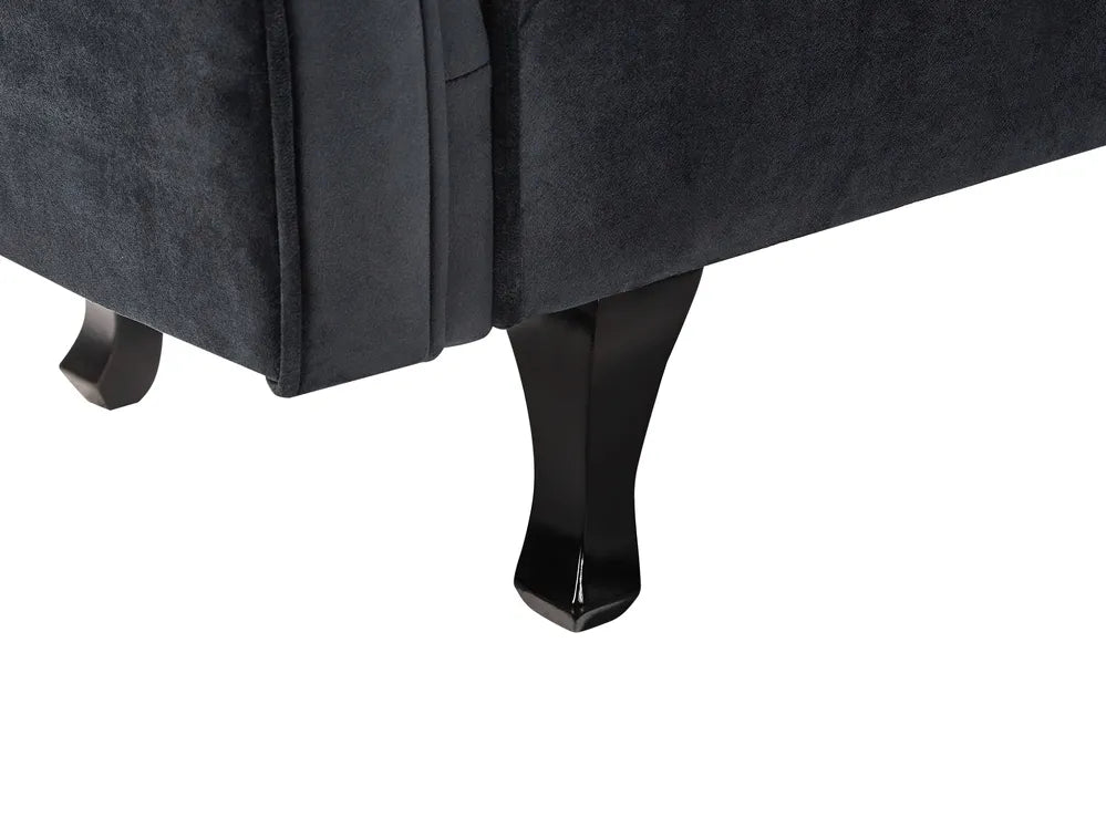 Left-Hand Chaise Lounge Velvet Black with Cushion Lydia