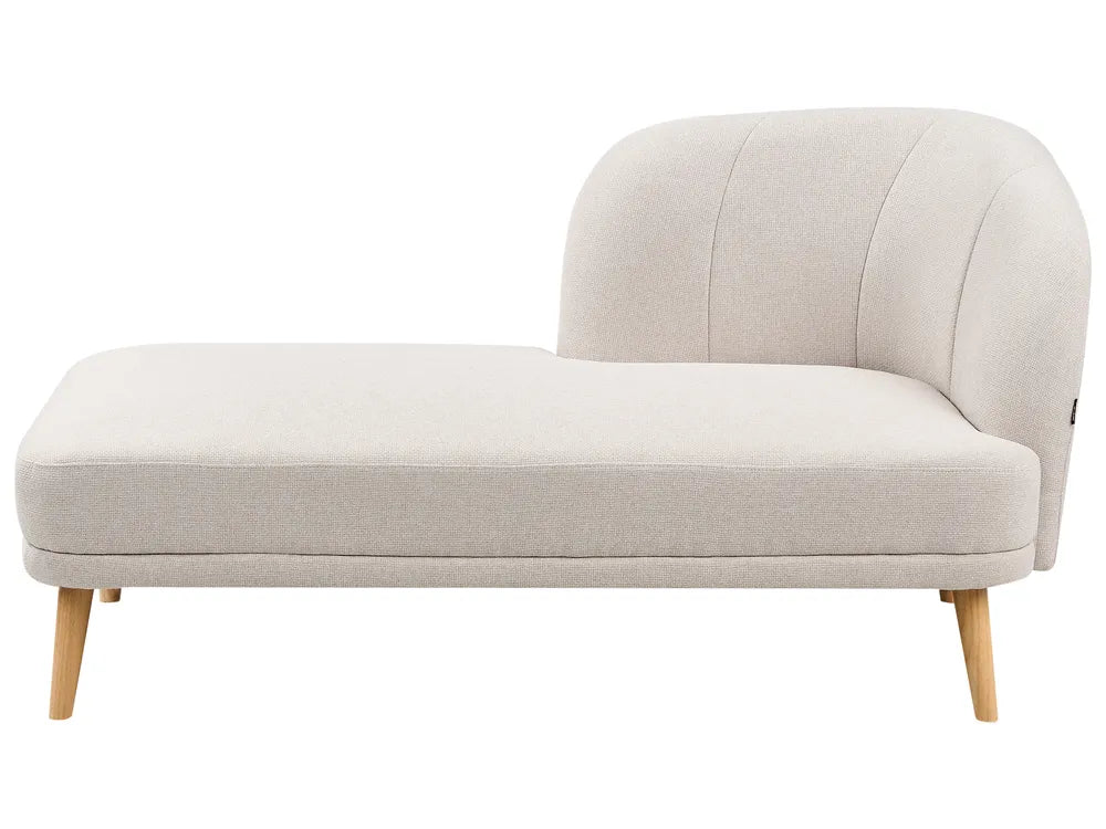 Right-Hand Chaise Lounge Fabric Light Beige Virelle
