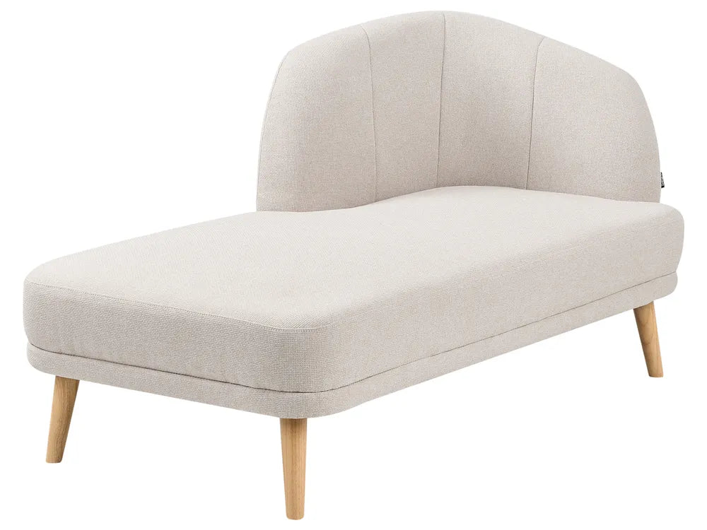 Right-Hand Chaise Lounge Fabric Light Beige Virelle