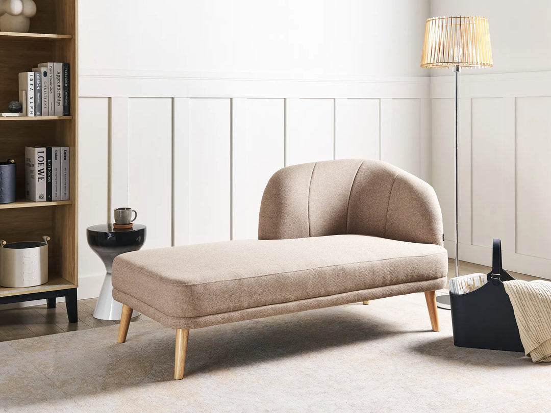 Right-Hand Chaise Lounge Fabric Light Brown Virelle