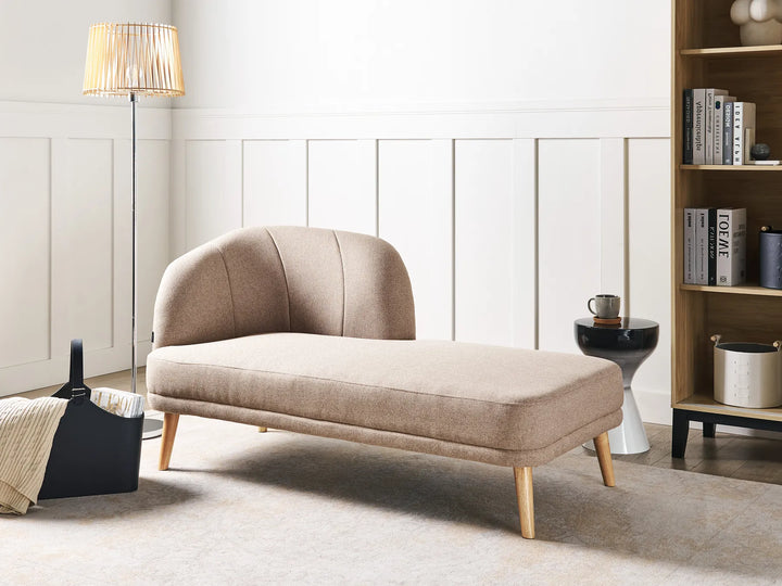 Left-Hand Chaise Lounge Fabric Light Brown Virelle
