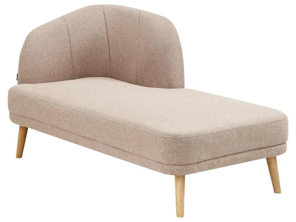 Left-Hand Chaise Lounge Fabric Light Brown Virelle