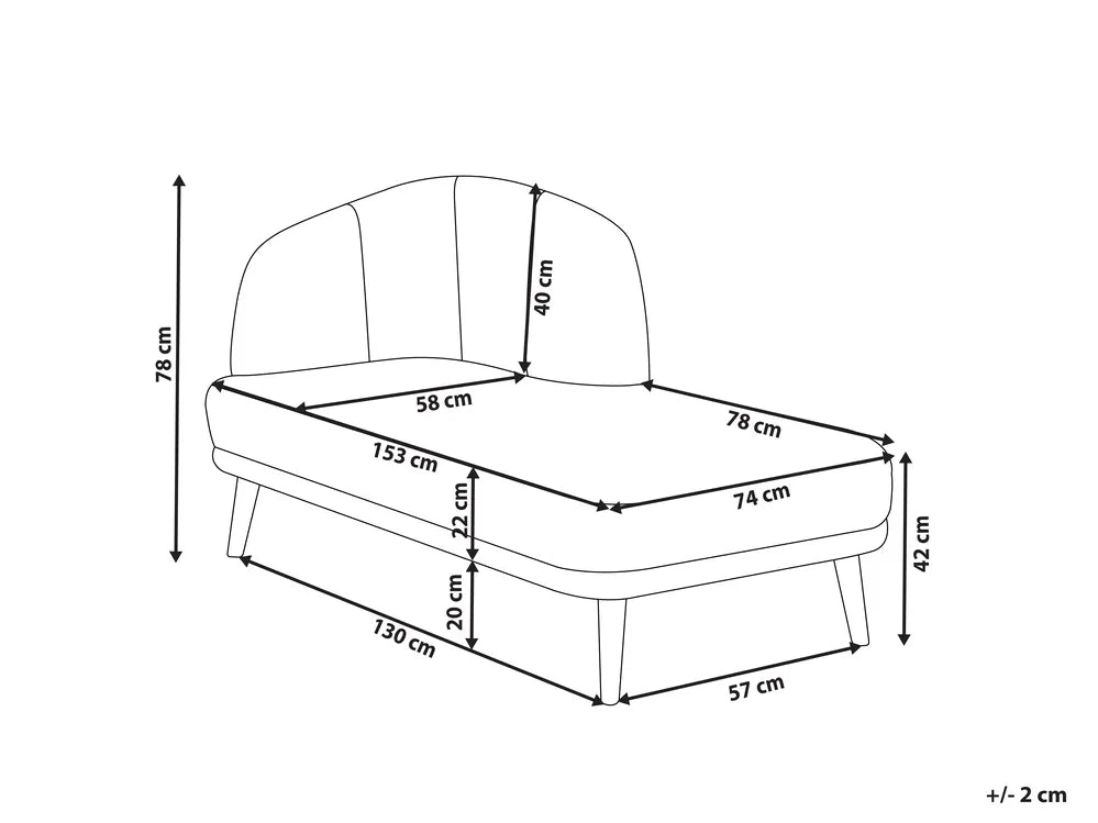 Left-Hand Chaise Lounge Fabric Light Brown Virelle