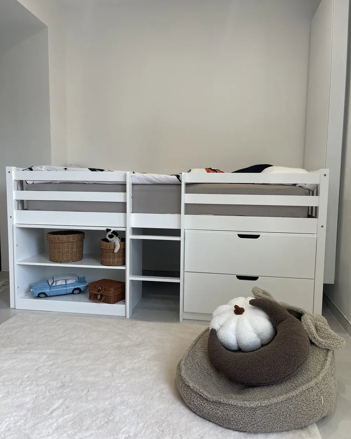 Mid Sleeper Kids Bed Wood  90 x 200 cm (EU Single) White Asia