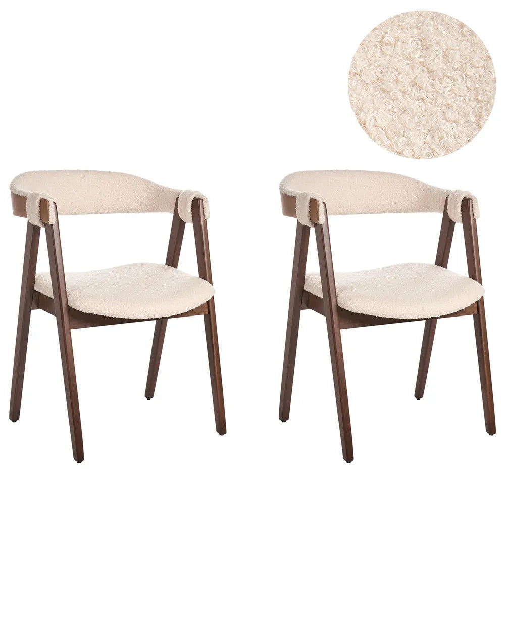 Set of 2 Dining Chairs Boucle Dark Brown/ Beige Jo