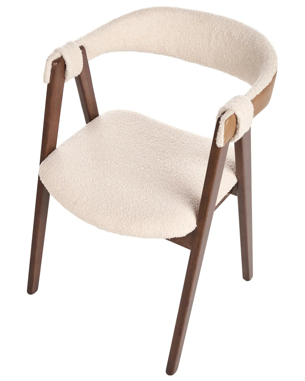 Set of 2 Dining Chairs Boucle Dark Brown/ Beige Jo
