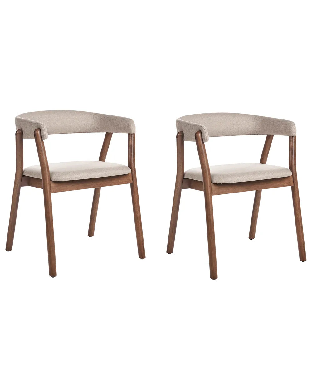 Set of 2 Dining Chairs Fabric Dark Brown/ Beige Irish