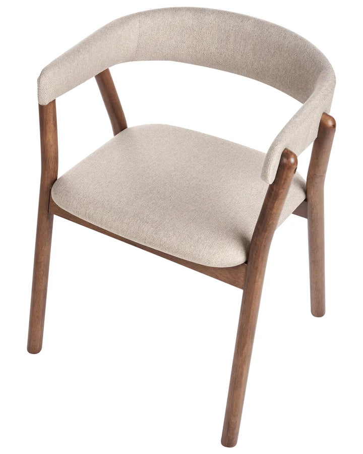 Set of 2 Dining Chairs Fabric Dark Brown/ Beige Irish
