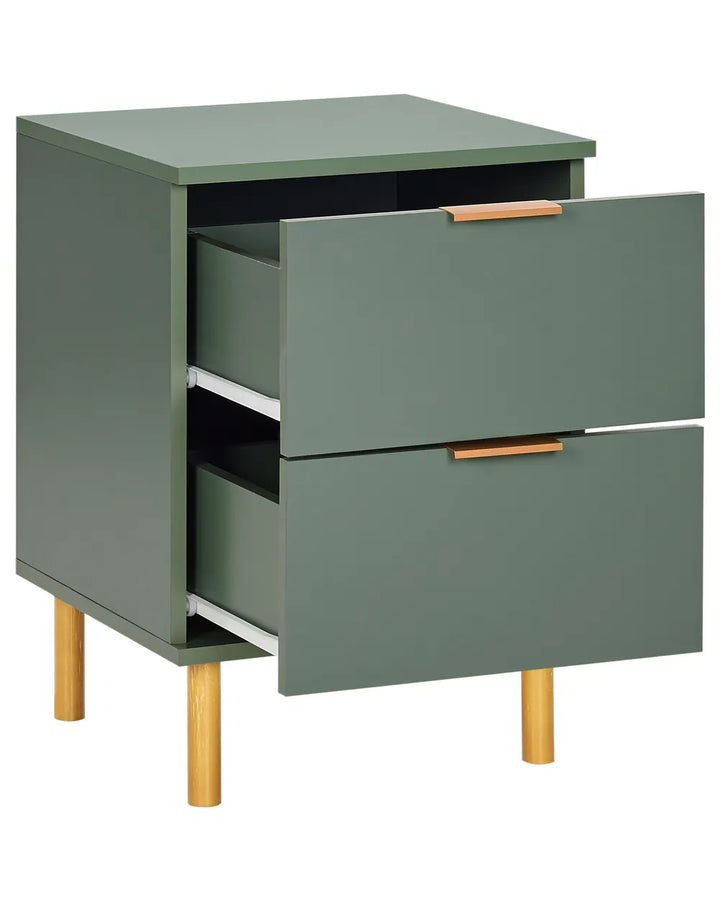 2 Drawer Bedside Table Green Zoren
