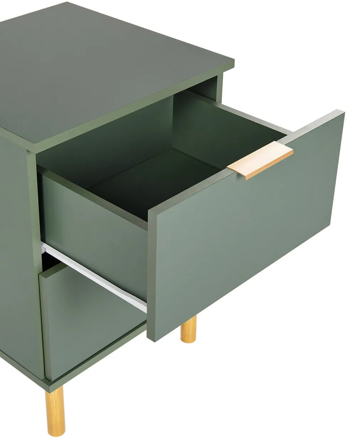 2 Drawer Bedside Table Green Zoren