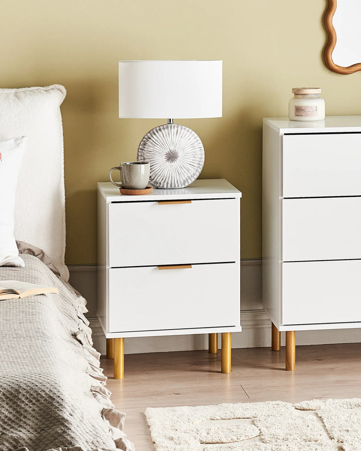 2 Drawer Bedside Table White Zoren