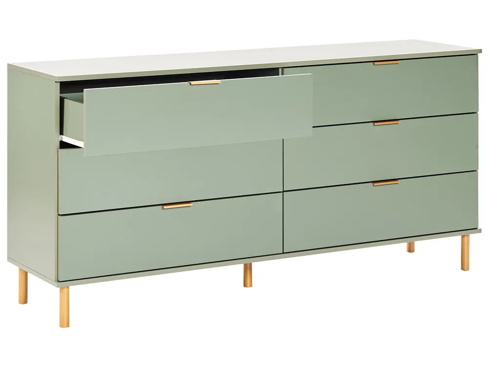 6 Drawer Chest Green Functional and Capacious Cavaro