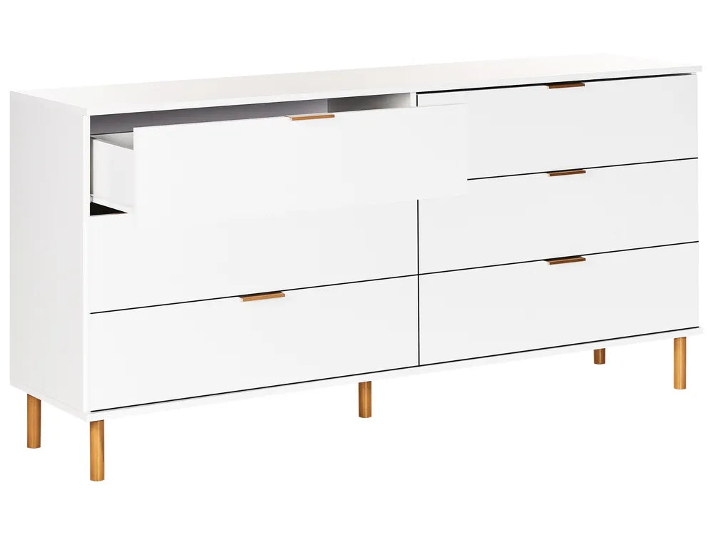6 Drawer Chest White Functional and Capacious Drawers Novella