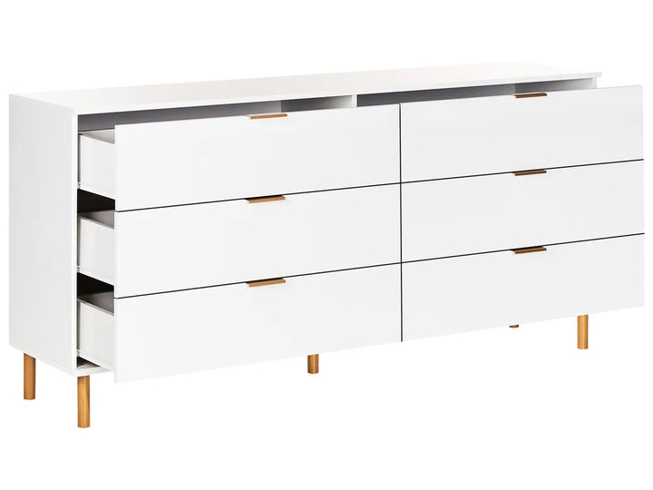 6 Drawer Chest White Functional and Capacious Drawers Novella