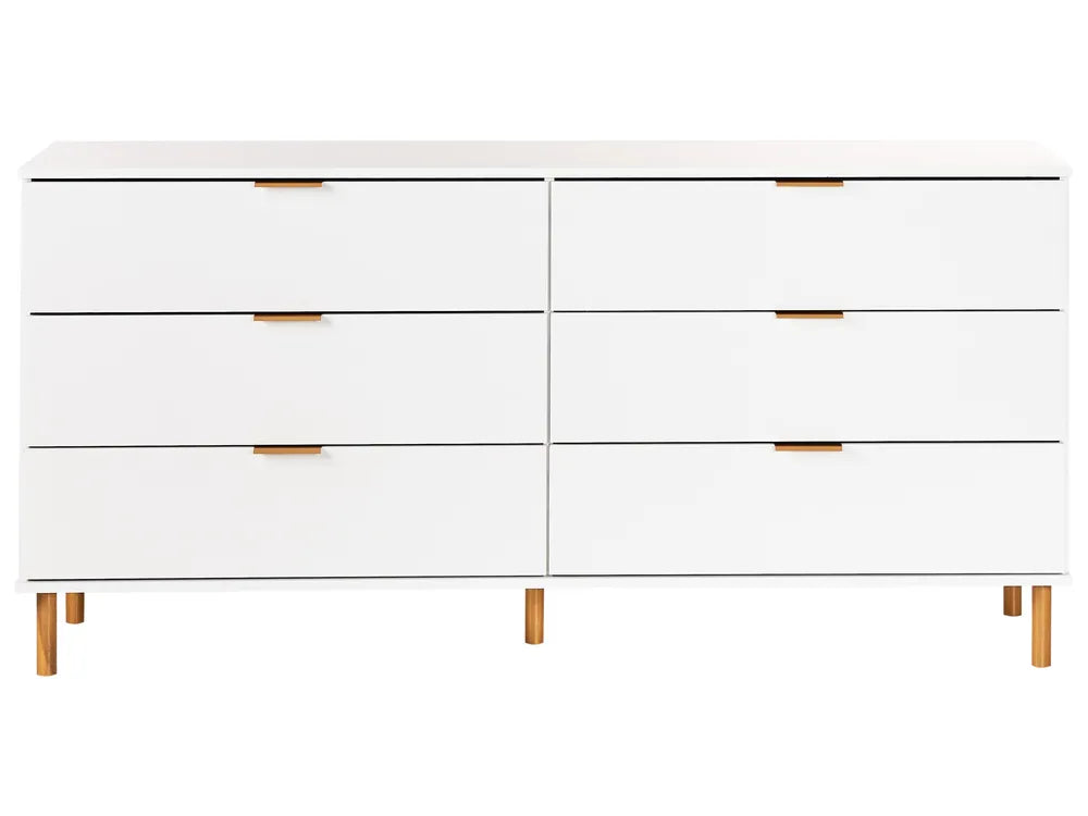 6 Drawer Chest White Functional and Capacious Drawers Novella