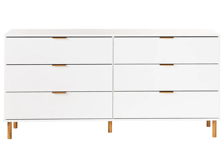 6 Drawer Chest White Functional and Capacious Drawers Novella