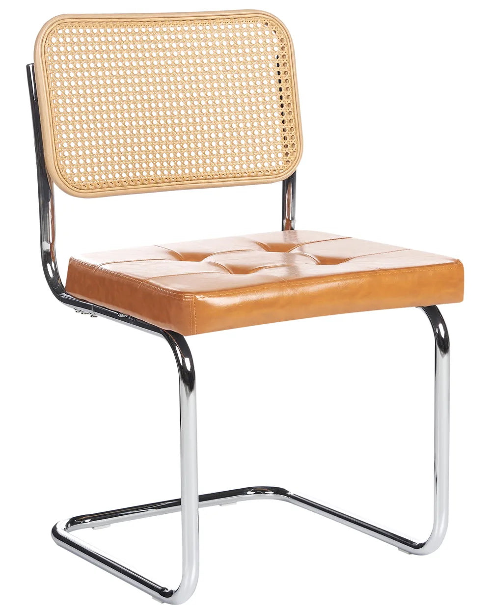 Set of 2 Dining Chairs Faux Leather Golden Brown Fredo