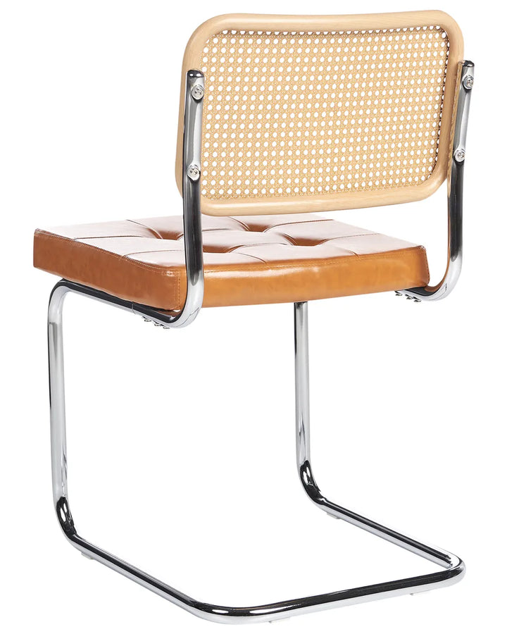 Set of 2 Dining Chairs Faux Leather Golden Brown Fredo
