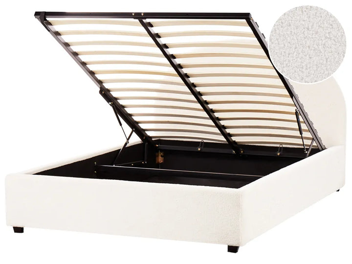Ottoman Bed Boucle 140 x 200 cm (EU Double) Off-White Strandy