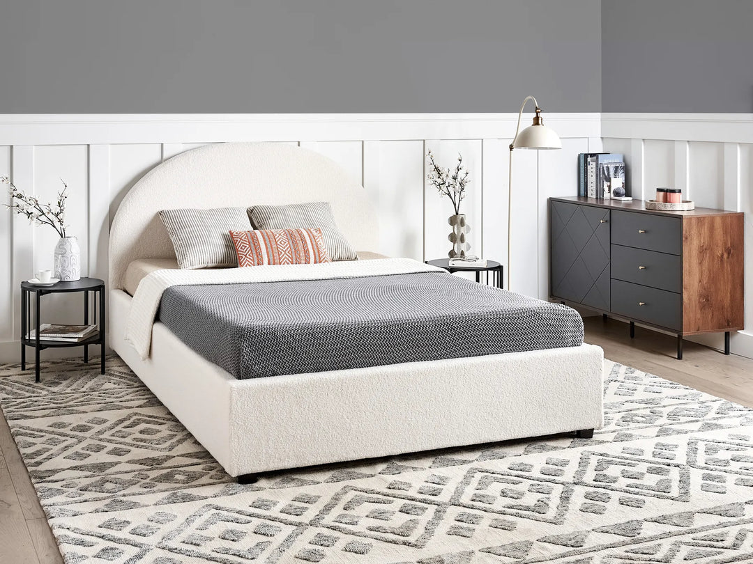 Ottoman Bed Boucle 140 x 200 cm (EU Double) Off-White Strandy