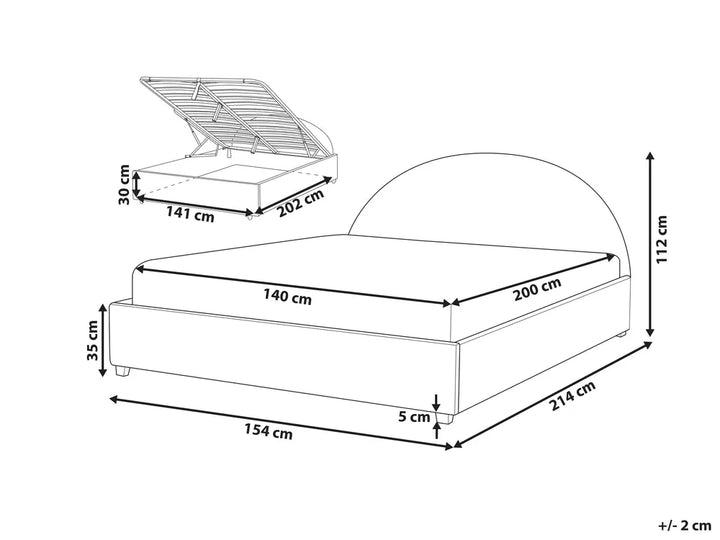 Ottoman Bed Boucle 140 x 200 cm (EU Double) Off-White Strandy
