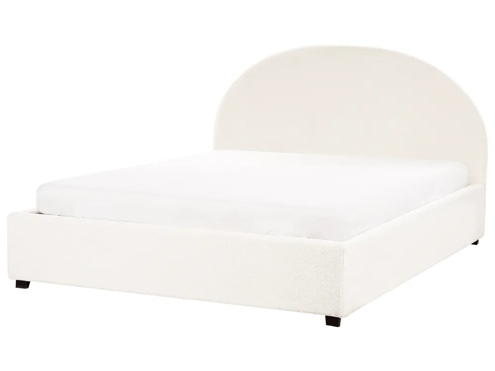 Ottoman Bed Boucle 160 x 200 cm (EU King Size) Off-White Strandy