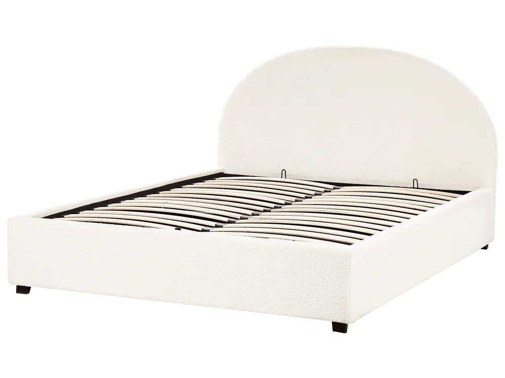 Ottoman Bed Boucle 160 x 200 cm (EU King Size) Off-White Strandy