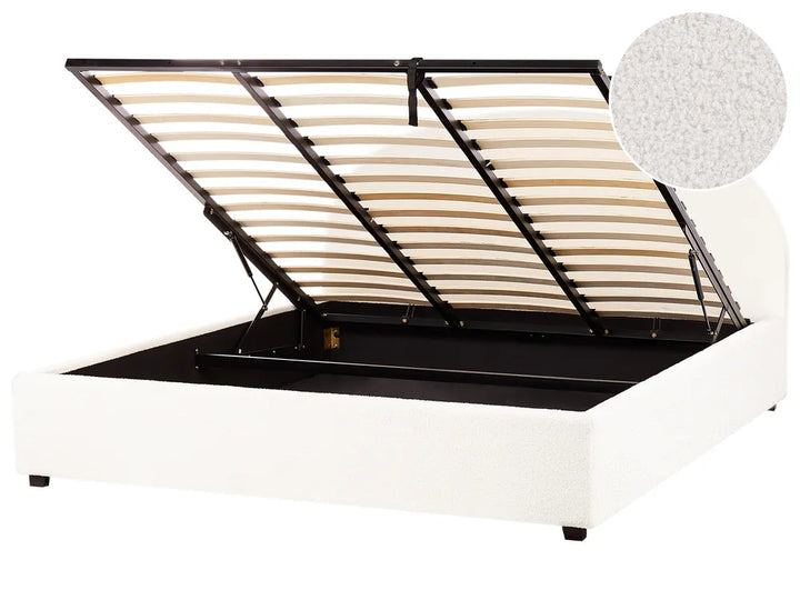 Ottoman Bed Boucle 180 x 200 cm (EU Super King) Off-White Strandy