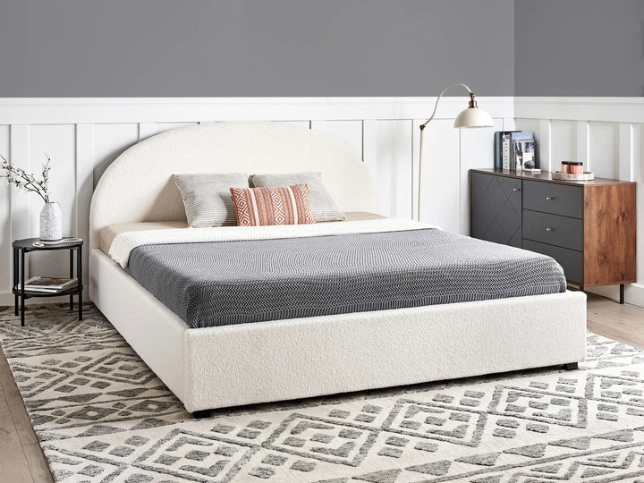 Ottoman Bed Boucle 180 x 200 cm (EU Super King) Off-White Strandy
