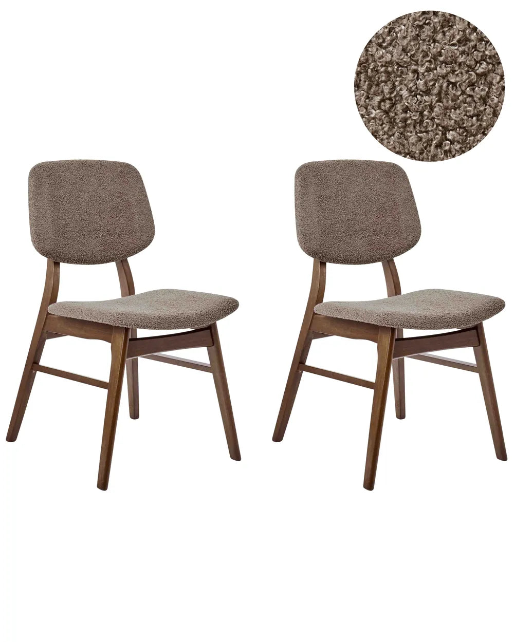 Set of 2 Dining Chairs Boucle Dark Brown/ Taupe Cara