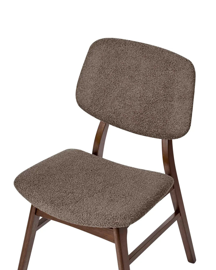 Set of 2 Dining Chairs Boucle Dark Brown/ Taupe Cara