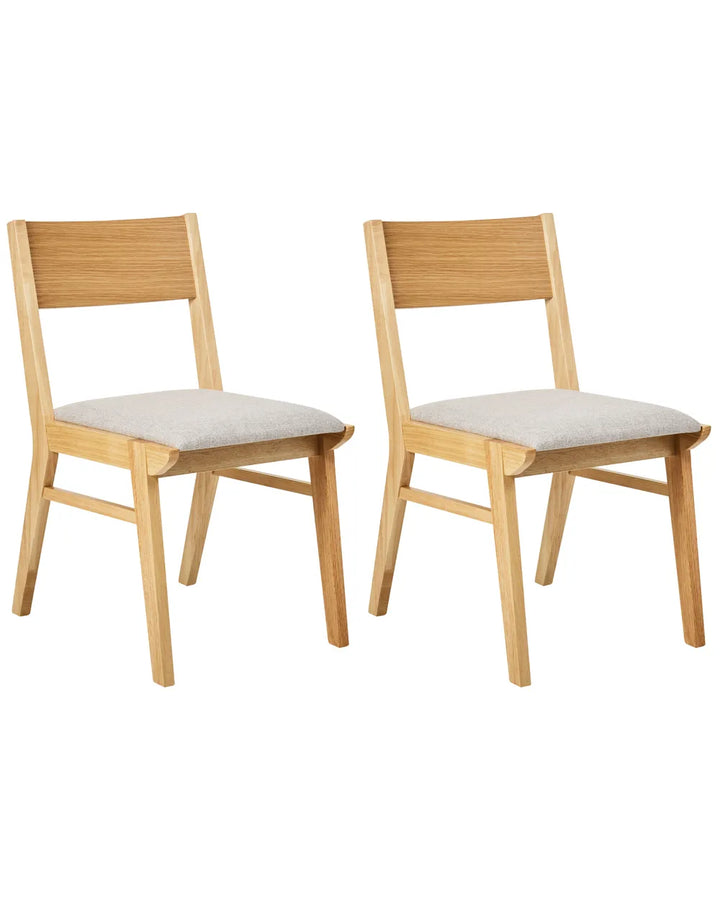 Set of 2 Dining Chairs Wood Light Brown/ Light Grey Jasmine