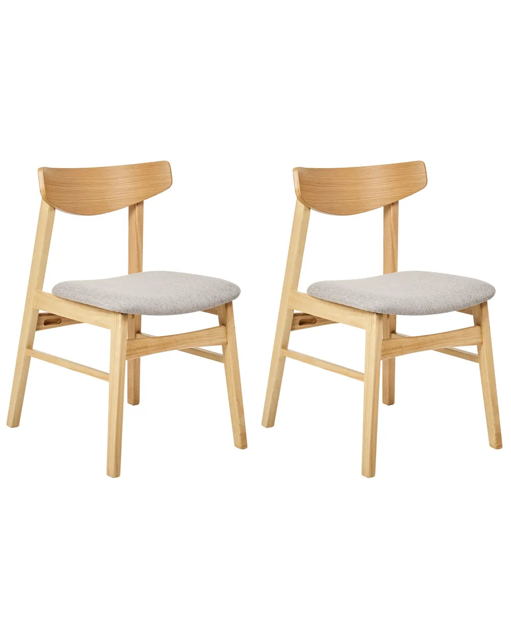 Set of 2 Dining Chairs Wood Light Brown/ Grey Molly