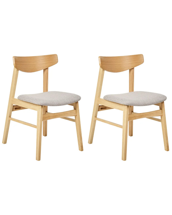 Set of 2 Dining Chairs Wood Light Brown/ Grey Molly