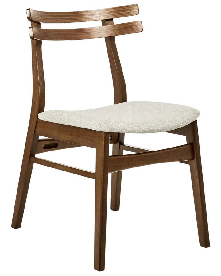 Set of 2 Dining Chairs Wood Brown/ Light Beige Terra